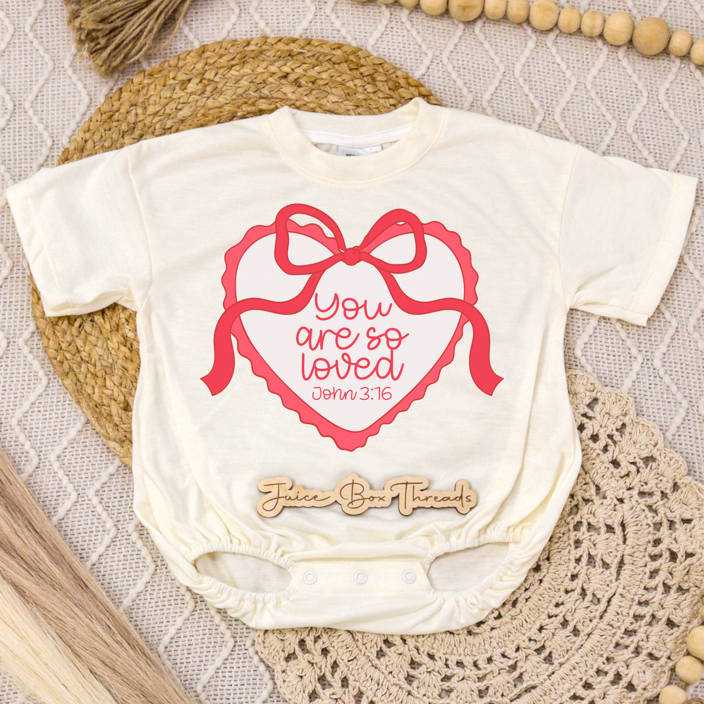 You Are So Loved Red Romper/Tee