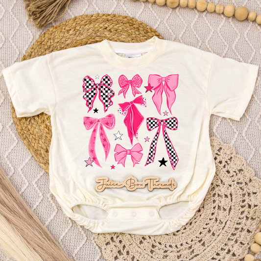 Pink Bows Collage Romper/Tee