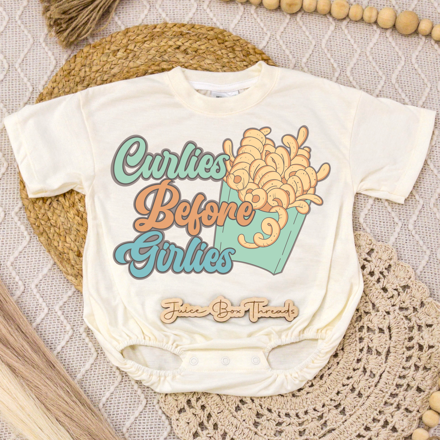 Curlies Before Girlies Romper/Tee