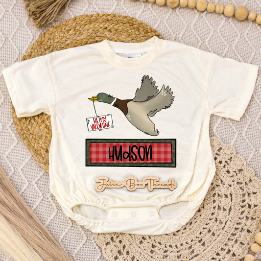 Name Boy Duck Valentine's Romper/Tee