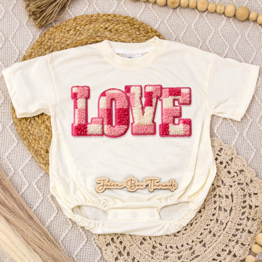 Love Faux Patches Romper/Tee