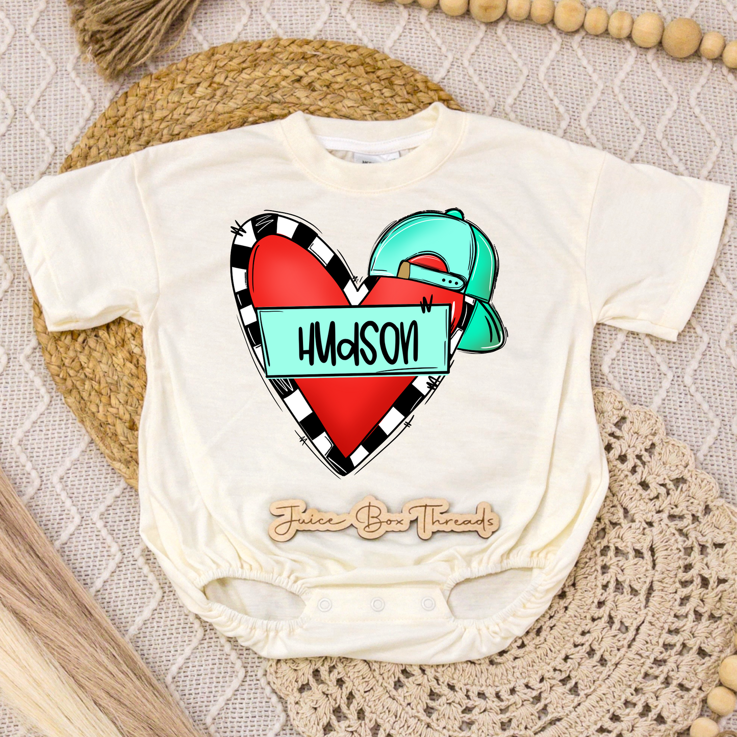 Boy Heart Name Romper/Tee
