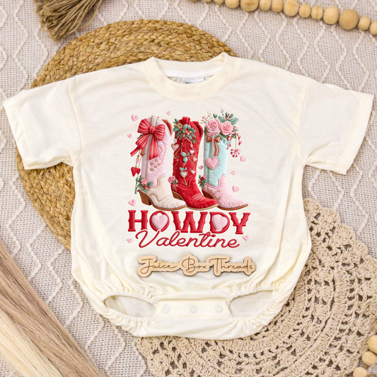Howdy Valentine Yarn Romper/Tee