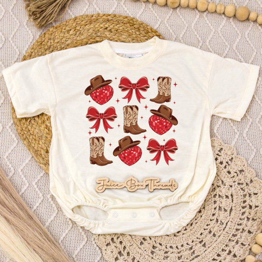 Western Valentine's Collage Romper/Tee