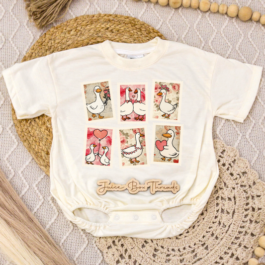 Vintage Goose Stamps Romper/Tee