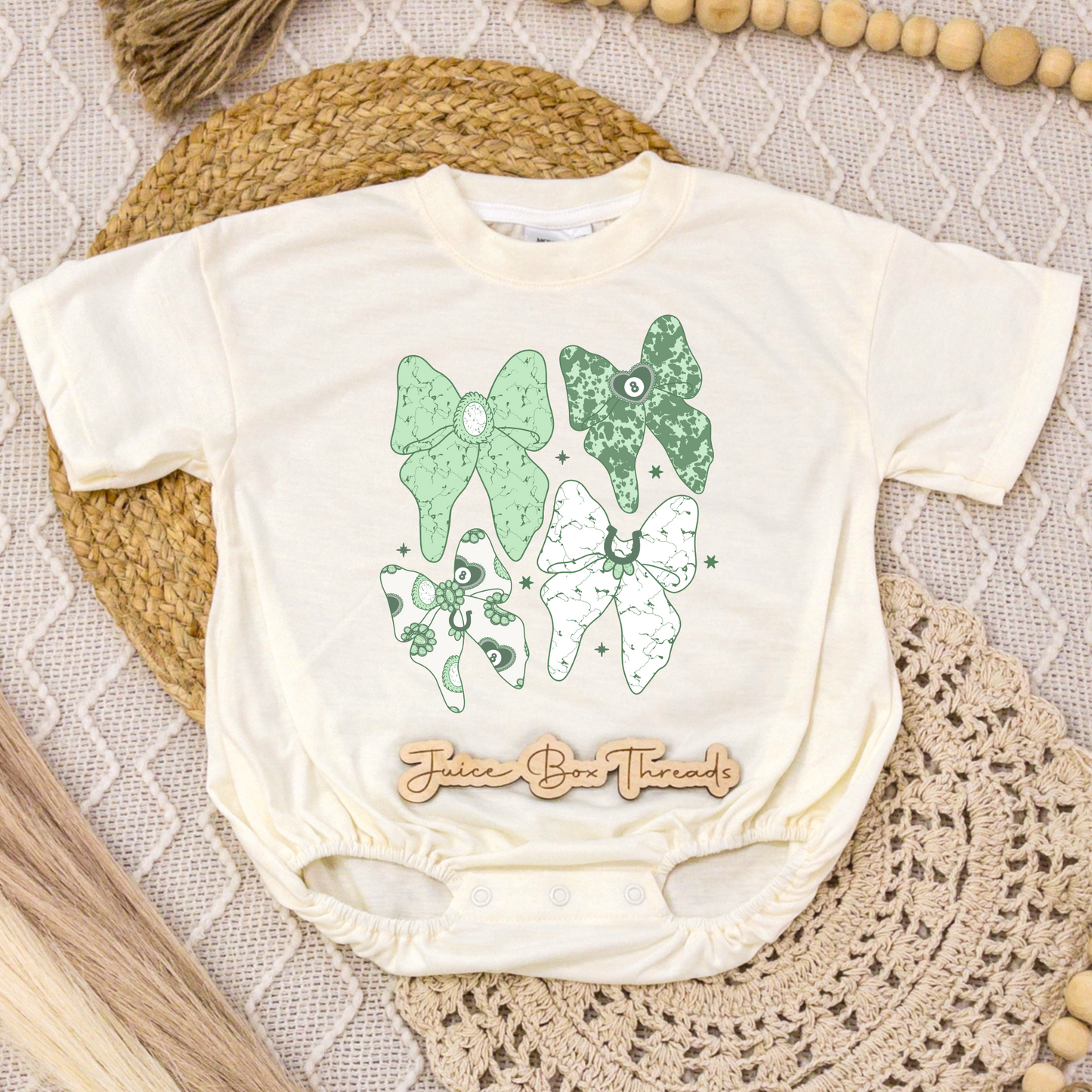 St. Patrick’s Bow Collage Romper/Tee