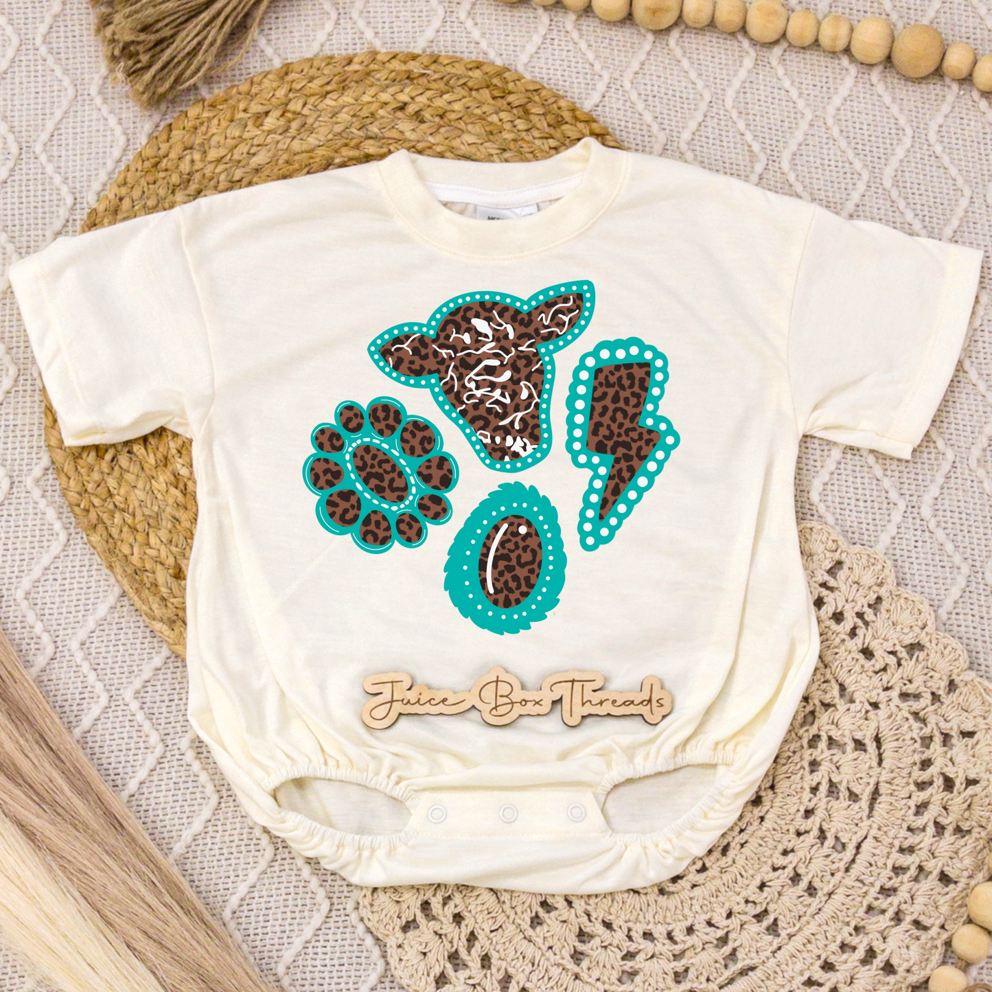 Western Turquoise Charm Romper/Tee