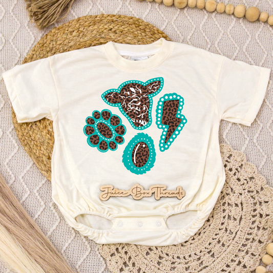 Western Turquoise Charm Romper/Tee