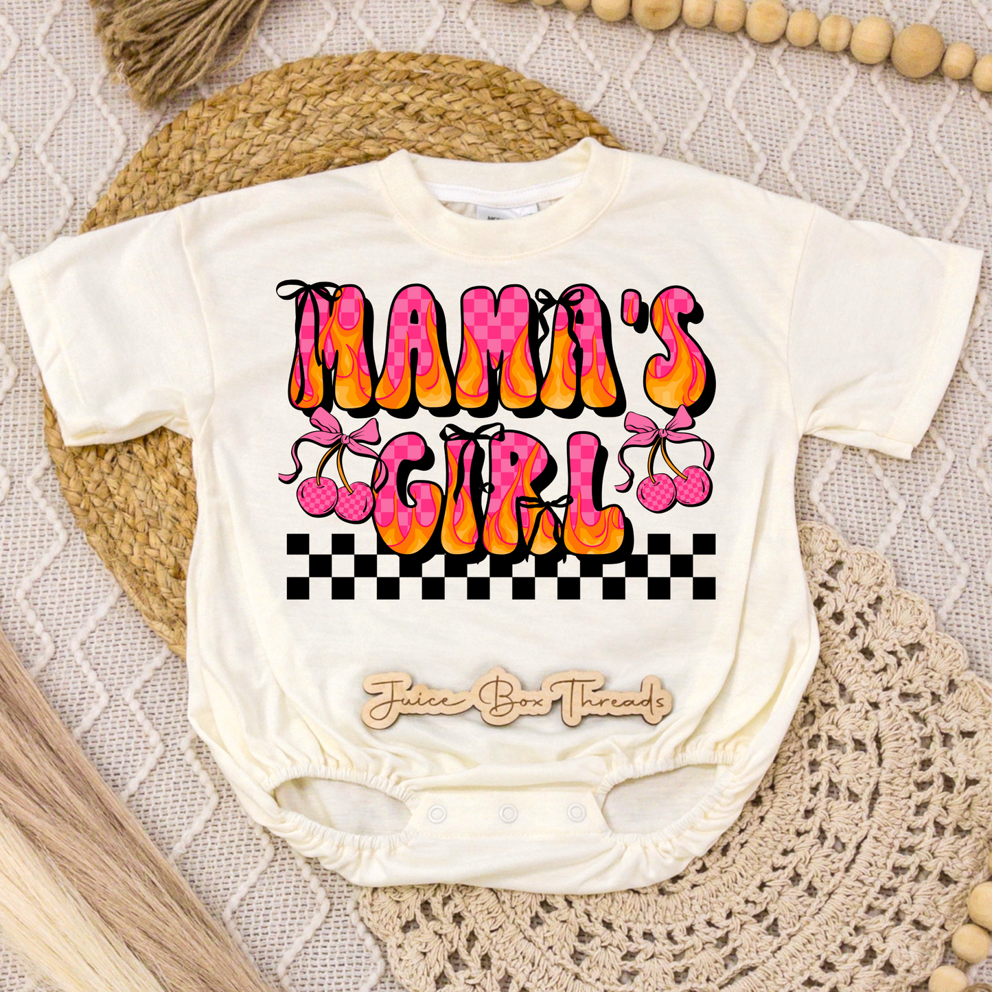 Mama's Girl Flame Cherries Romper/Tee
