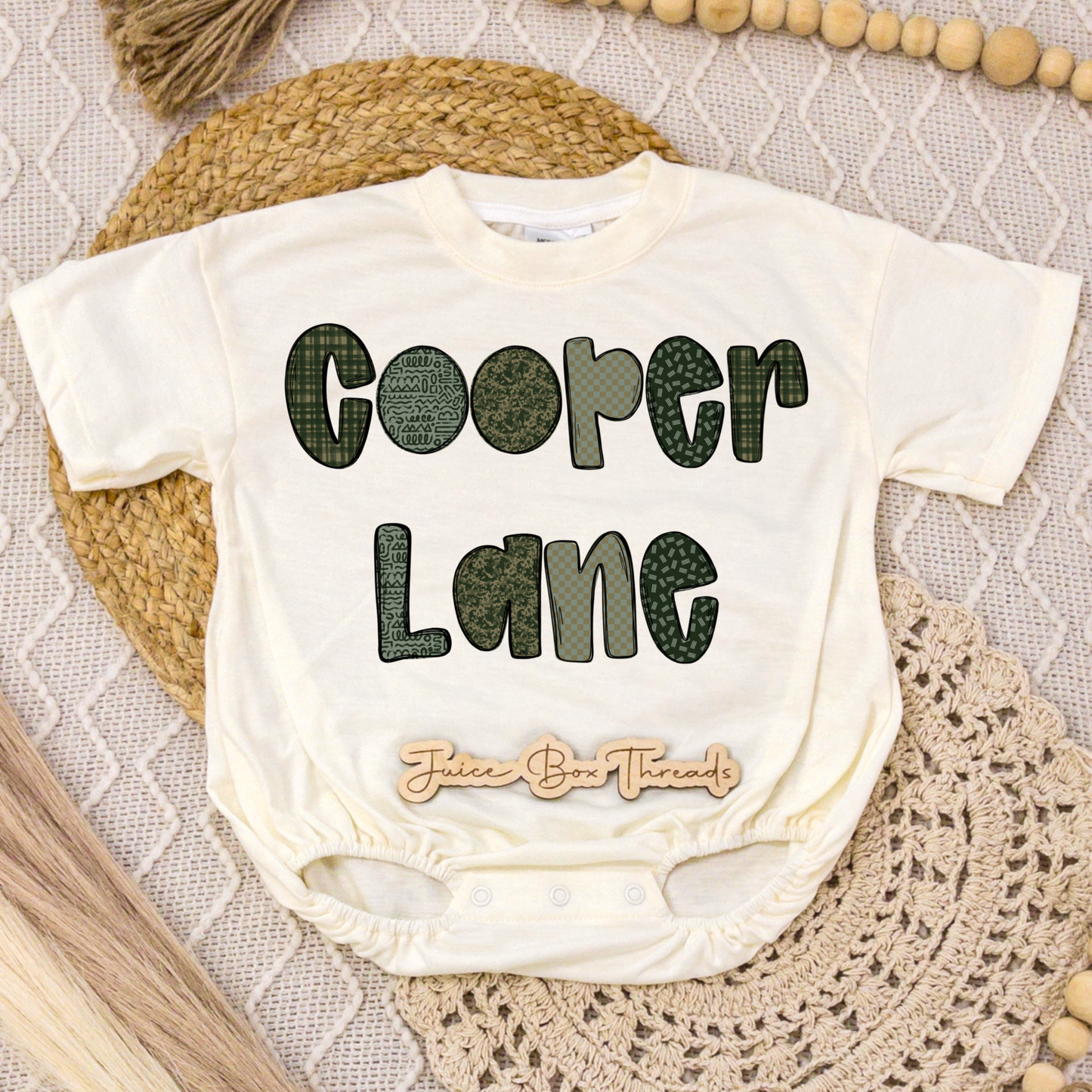 Camo Aztec Name Romper/Tee