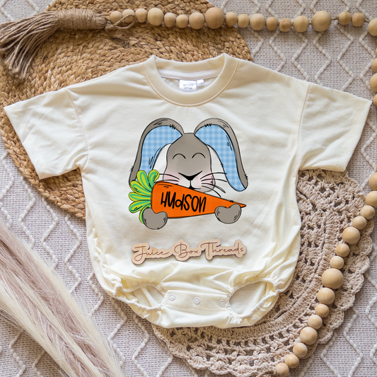 Carrot Bunny Name Romper/Tee