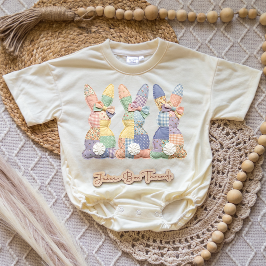 Quilted Bunnies Romper/Tee