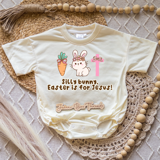 Silly Bunny Easter Is For Jesus Romper/Tee