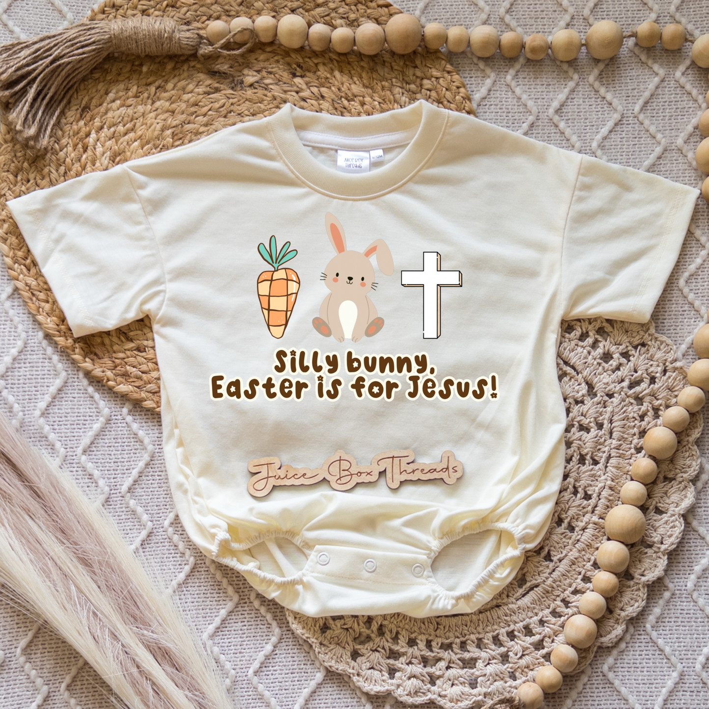 Silly Bunny Easter Is For Jesus Romper/Tee