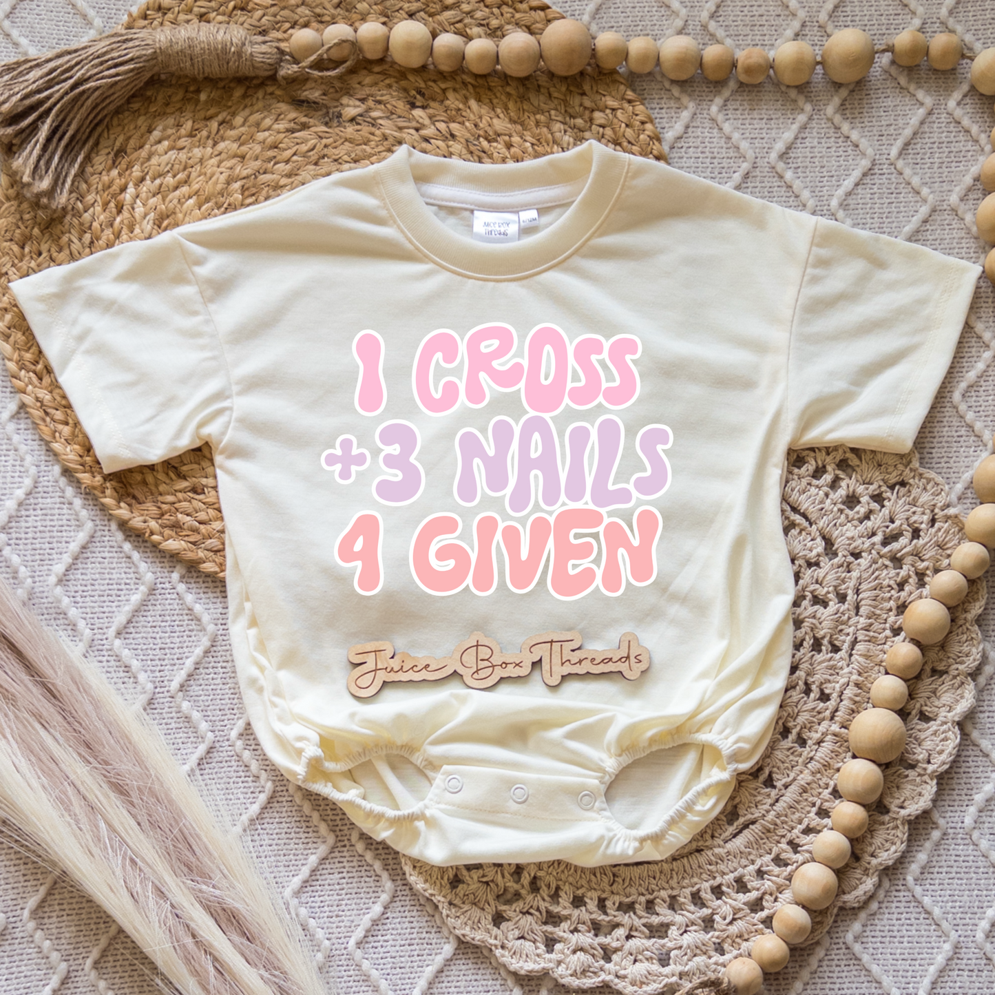 1 Cross 3 Nails 4 Given Girl Romper/Tee
