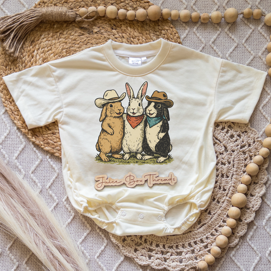 Cowboy Easter Bunnies Romper/Tee