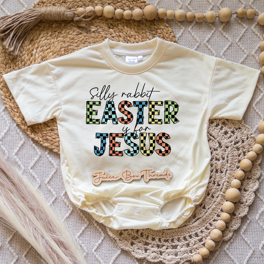 Boy Silly Rabbit Easter Is For Jesus Romper/Tee