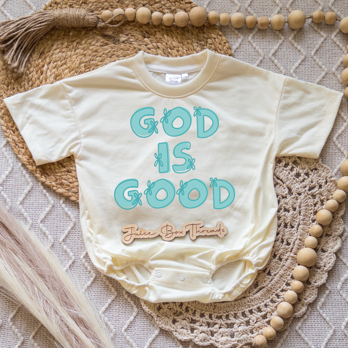 God Is Good Blue Romper/Tee