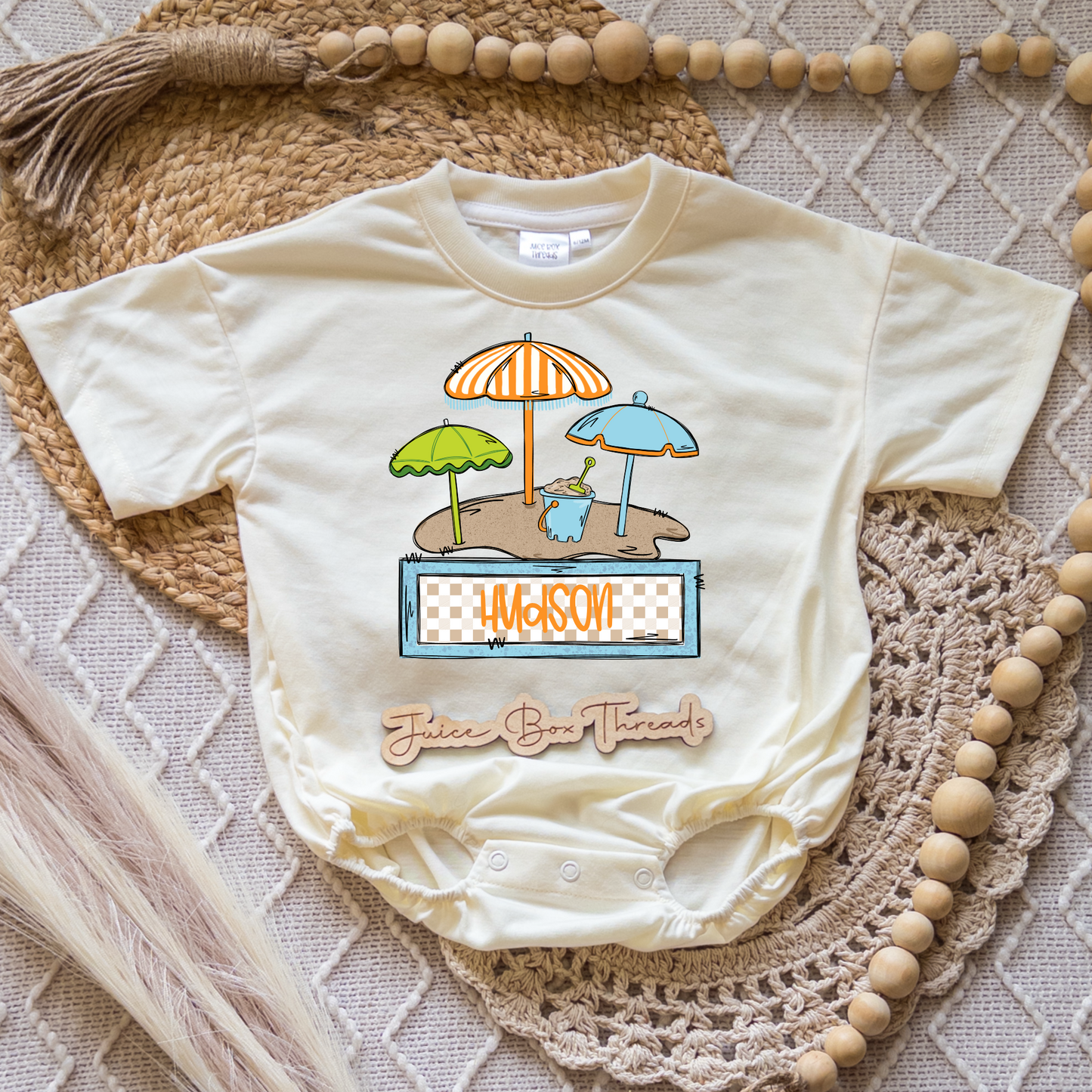 Boy Beach Name Romper/Tee
