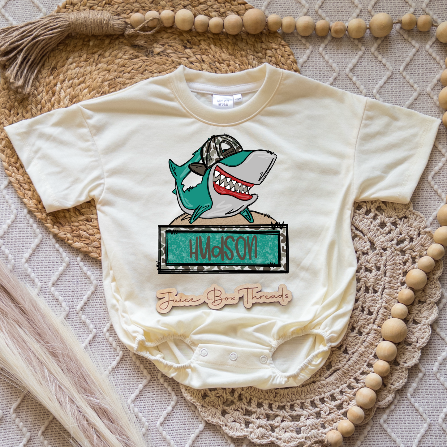 Boy Shark Name Romper/Tee