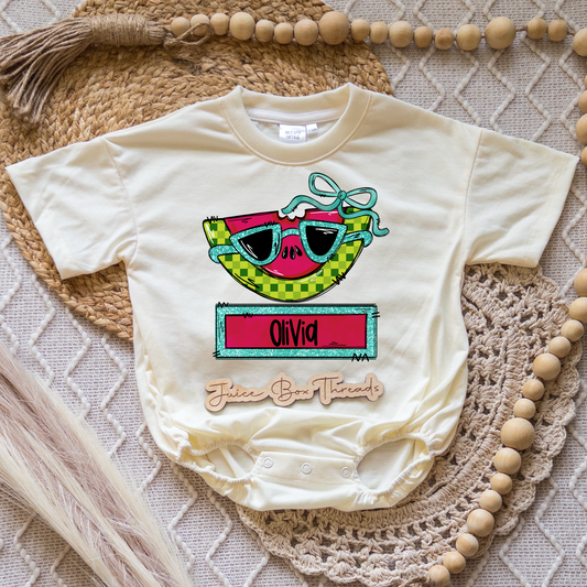 Girl Watermelon Name Romper/Tee