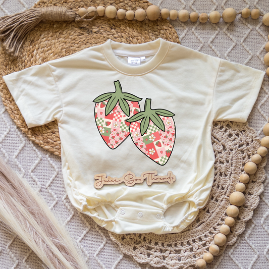 Strawberry Patchwork Romper/Tee