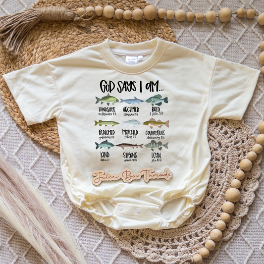 God Says I Am Fishing Romper/Tee
