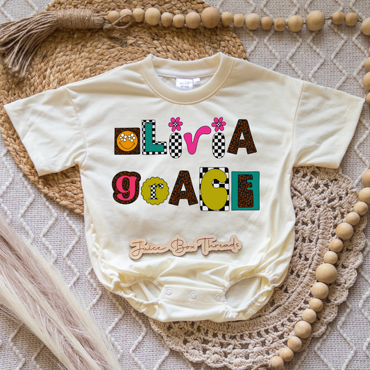 Girl Retro Name Romper/Tee