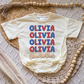 Stacked Patriotic Name Romper/Tee