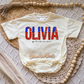 Leopard Flag Name Romper/Tee