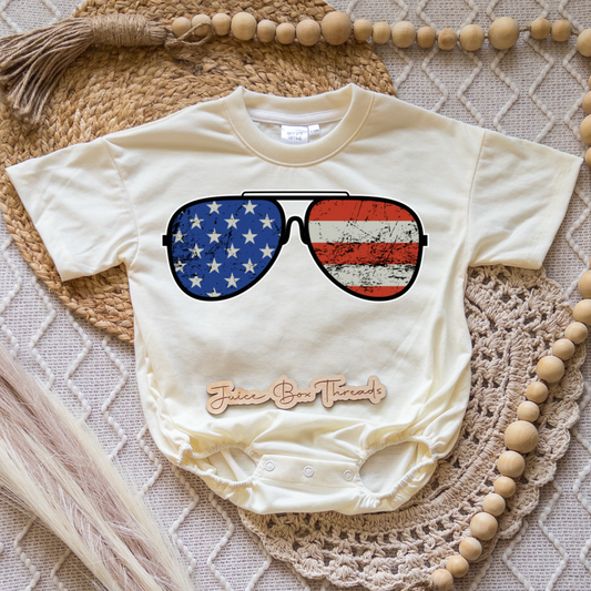 Patriotic Sunglasses Romper/Tee
