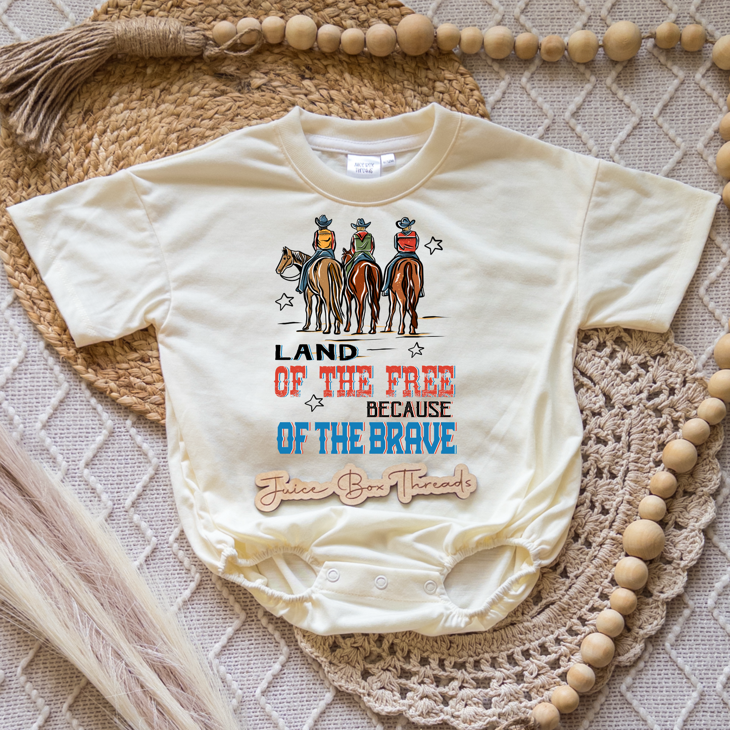 Land of the Free Because of the Brave Romper/Tee