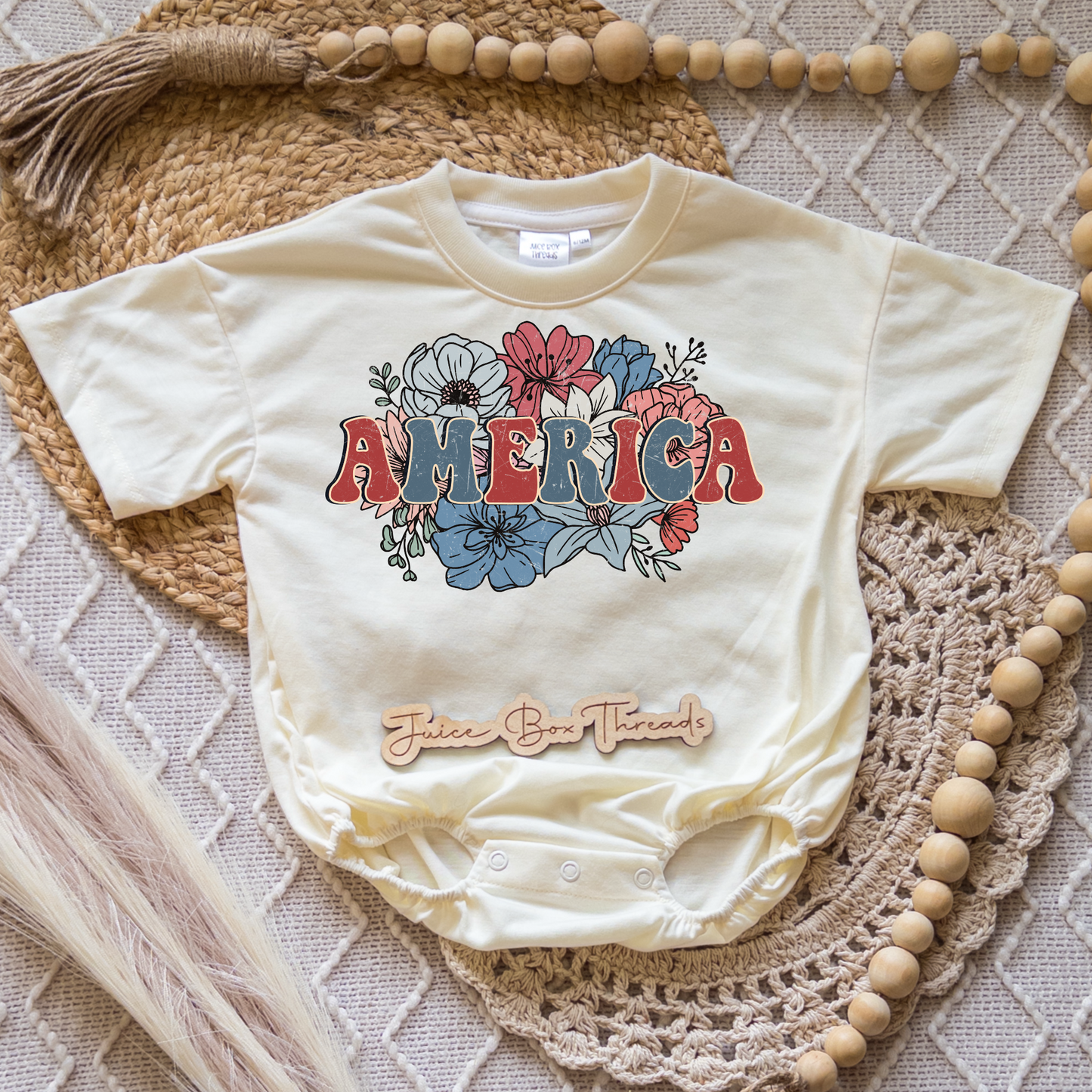 America Floral Romper/Tee