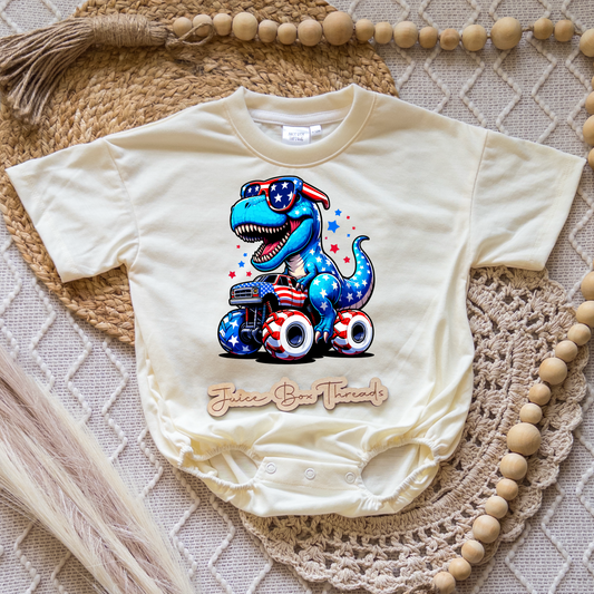 Patriotic Dino Romper/Tee
