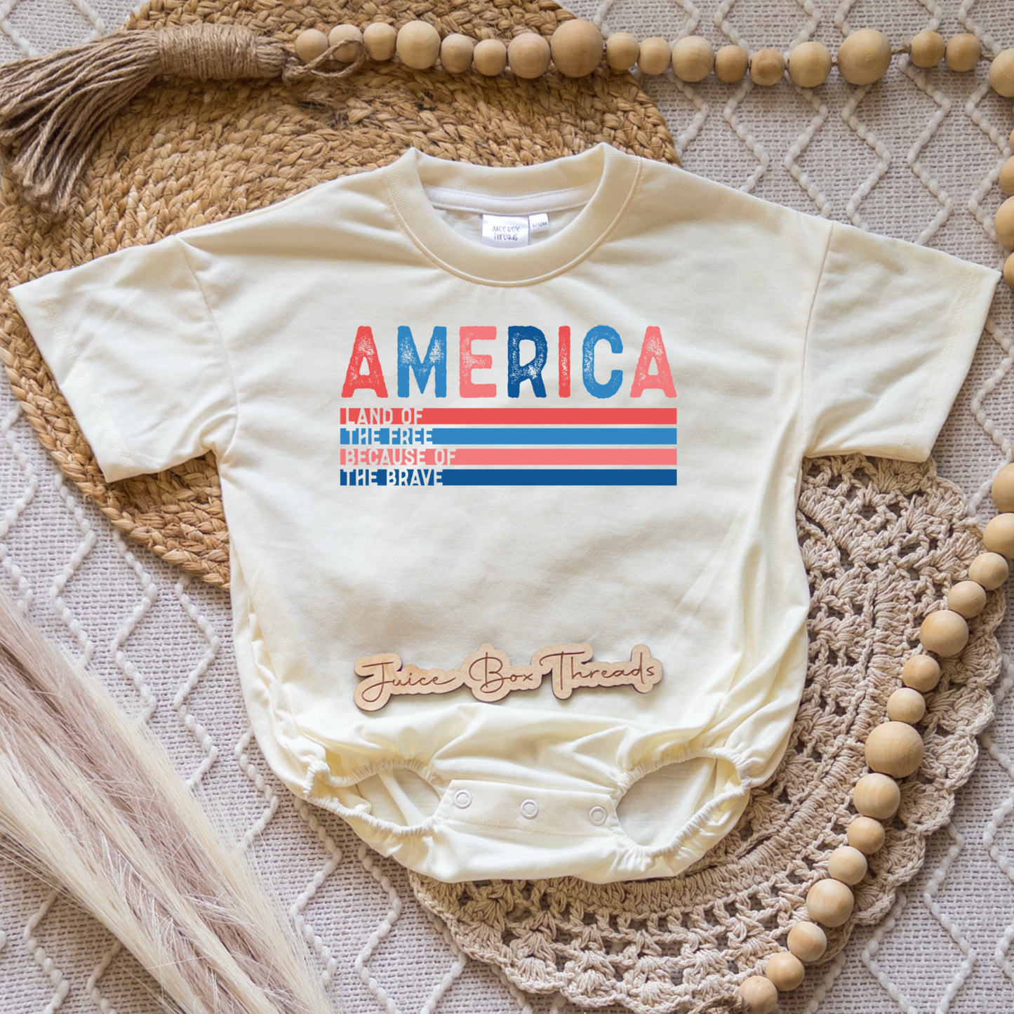 America Striped Romper/Tee