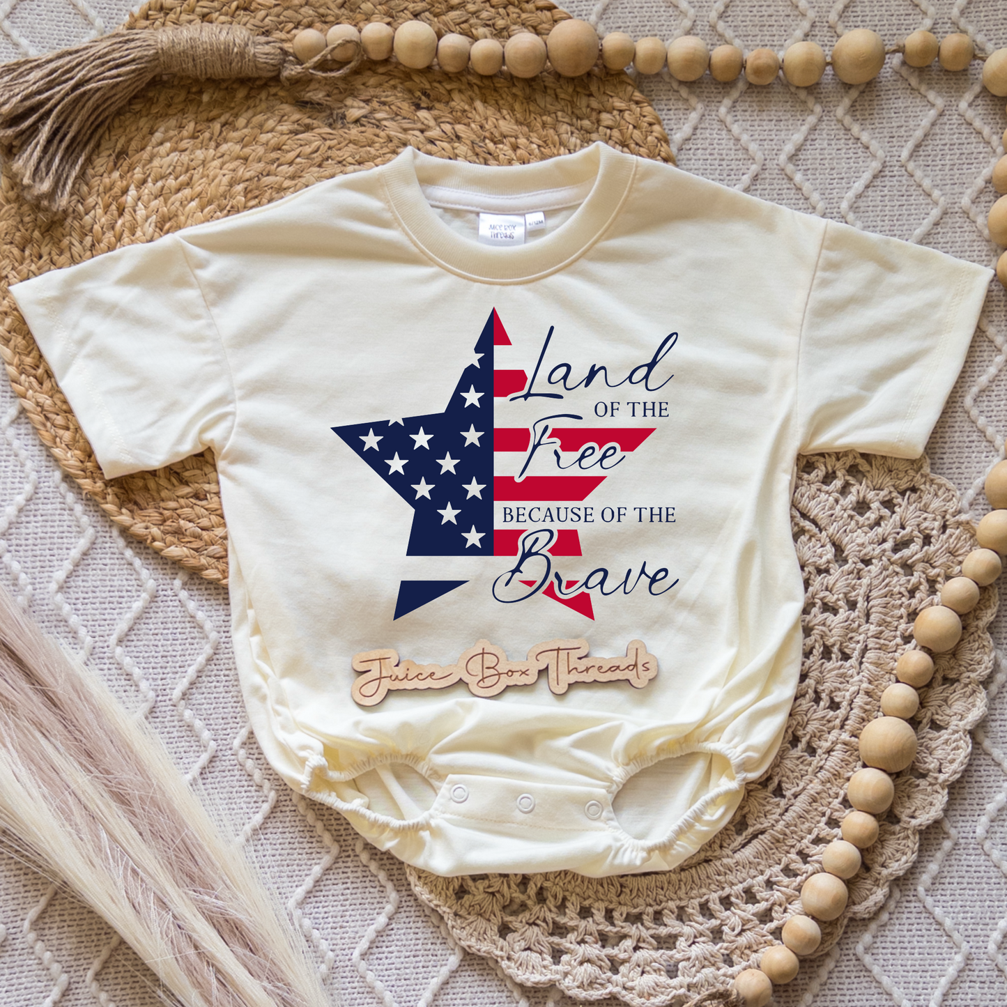 Land of the Free Because of the Brave Romper/Tee