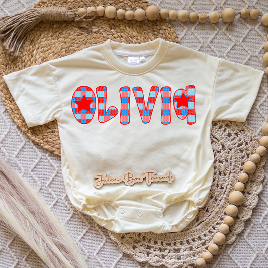 Patriotic Name Romper/Tee