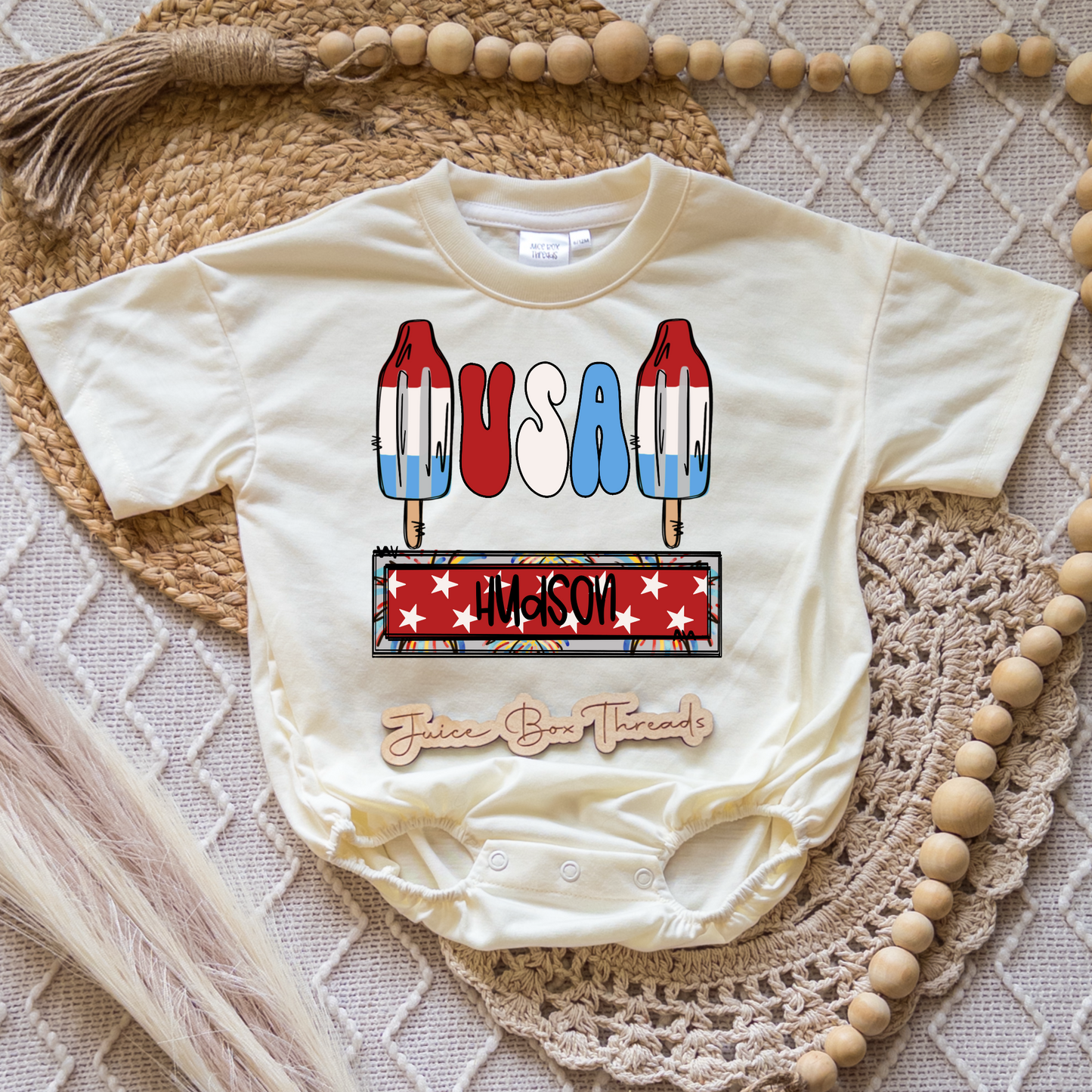 USA Name Romper/Tee