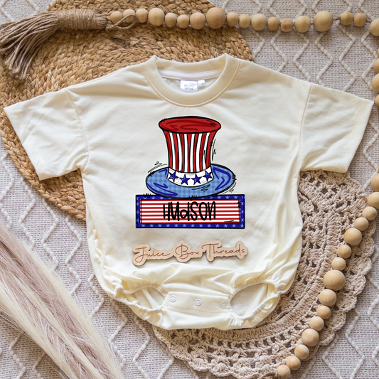 Patriotic Hat Name Romper/Tee