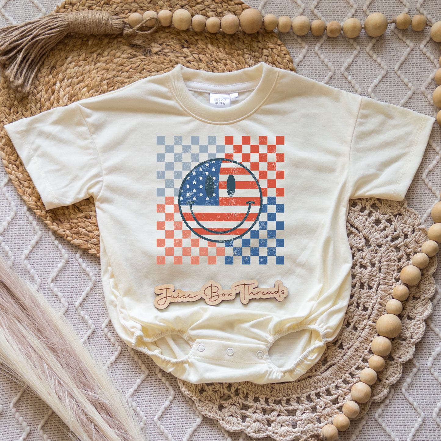 Happy Checkered Romper/Tee