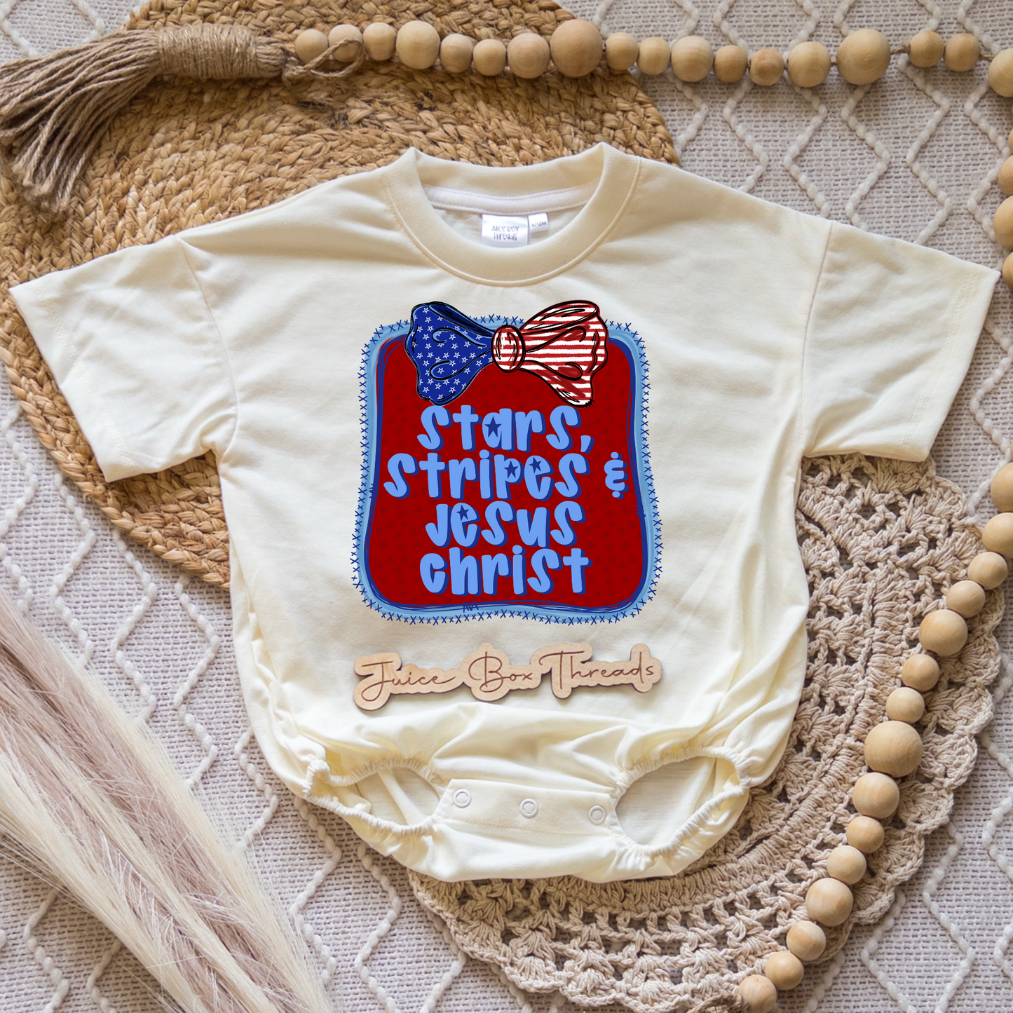 Stars Stripes and Jesus Christ Romper/Tee