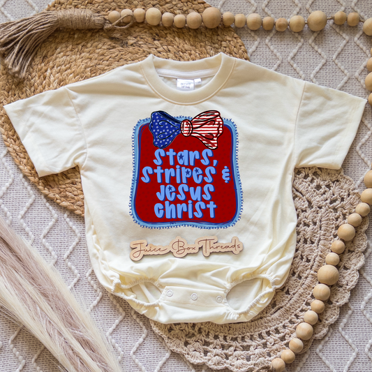 Stars Stripes and Jesus Christ Romper/Tee