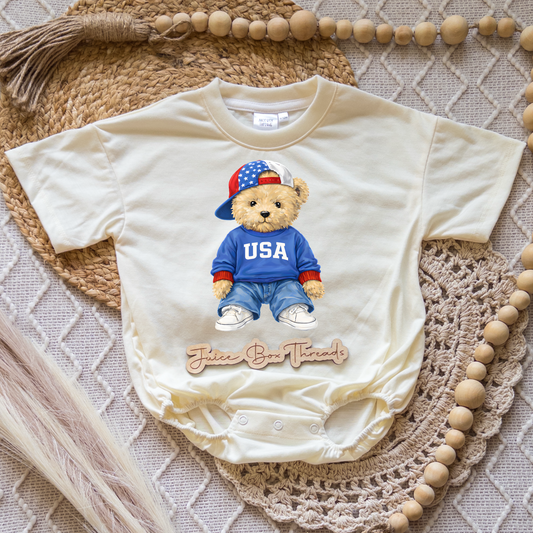 Boy USA Teddy Romper/Tee