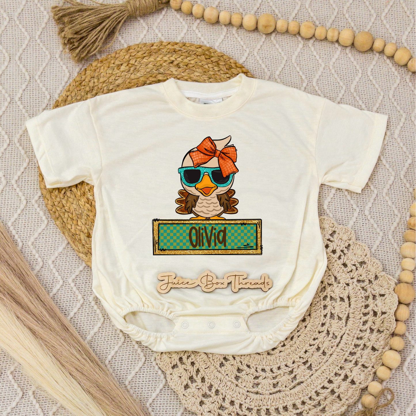 Baby Turkey Girl Name Romper/Tee