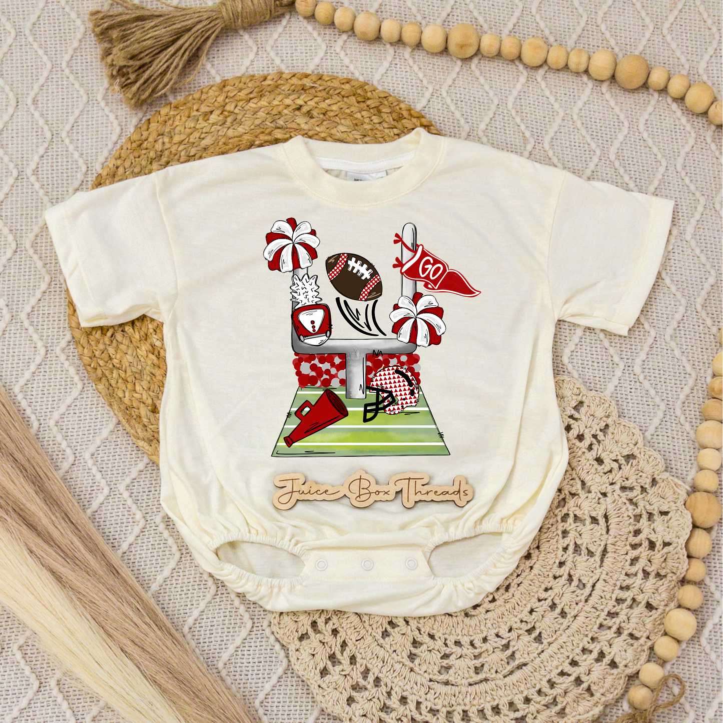 Red Football Cheer Romper/Tee