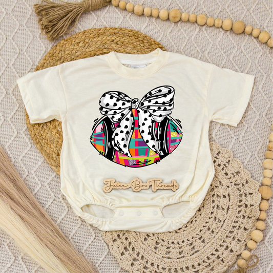 Football Brushstrokes Bow Romper/Tee