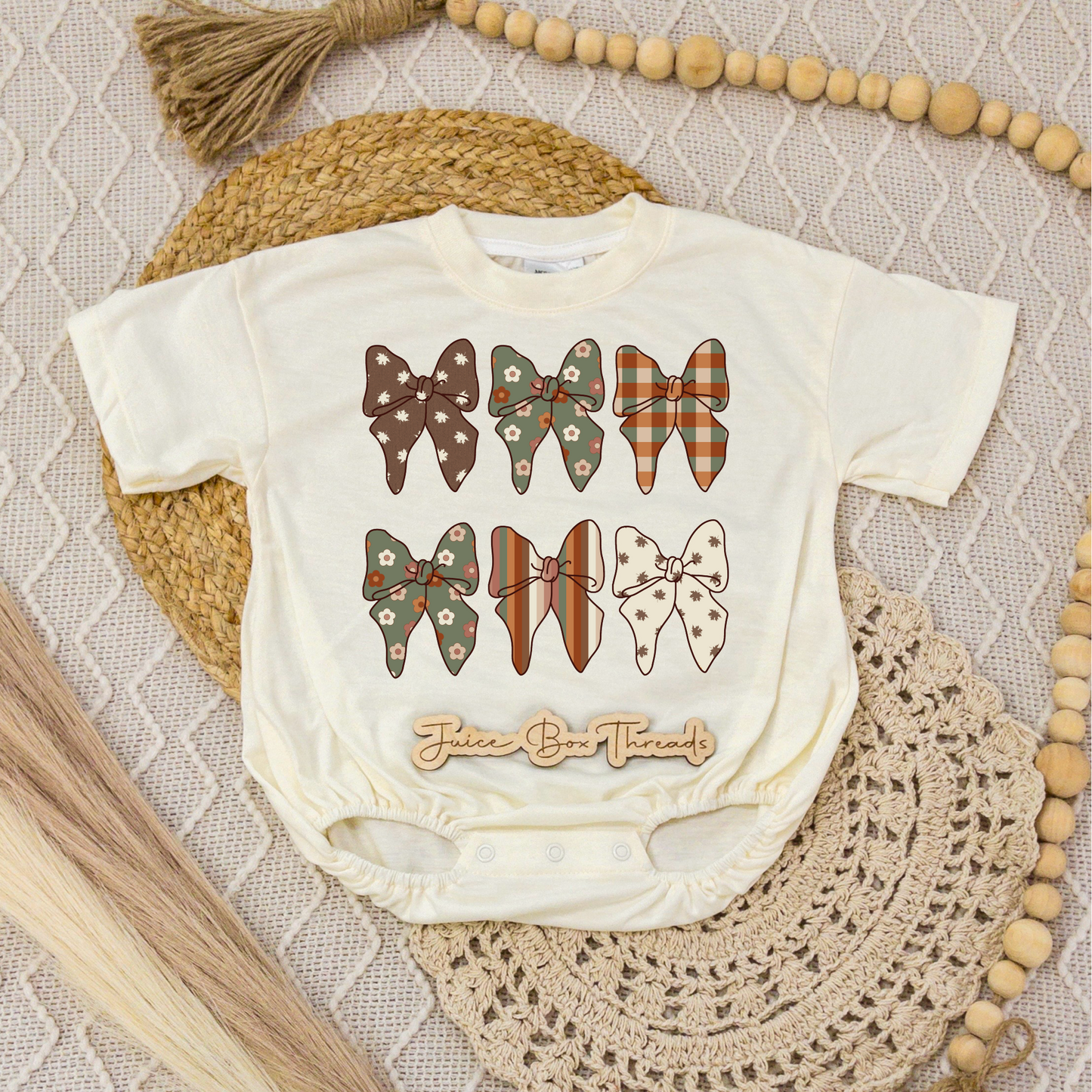 Fall Bow Collage Romper/Tee