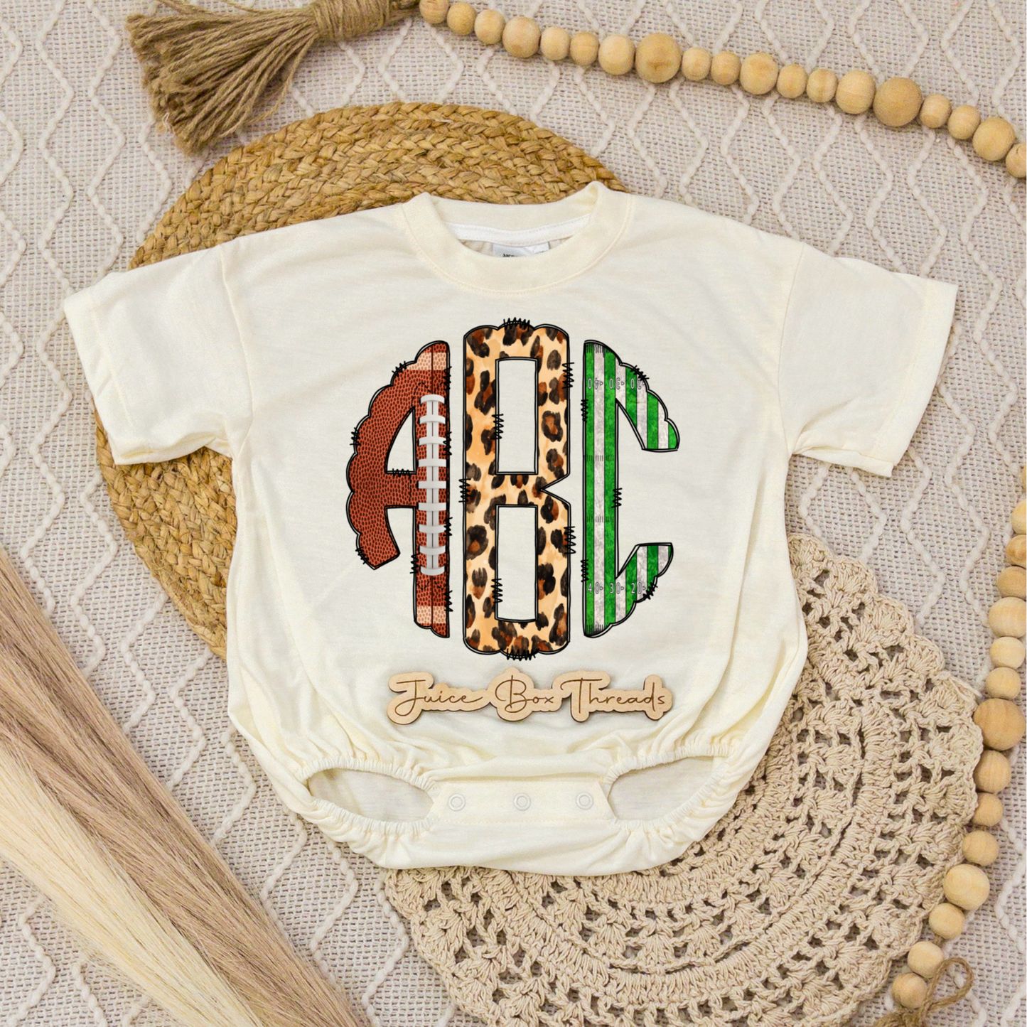Football Leopard Monogram Romper/Tee