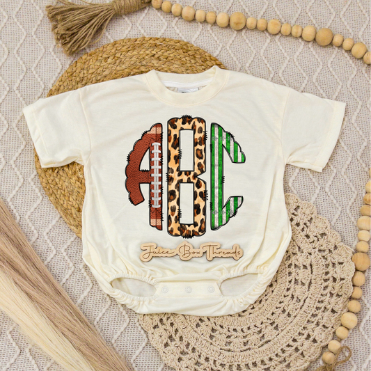 Football Leopard Monogram Romper/Tee