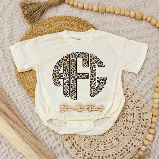 Leopard Monogram Romper/Tee